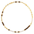Tigerauge & Süßwasserperlen Gliederkette (Echtvergoldet)
