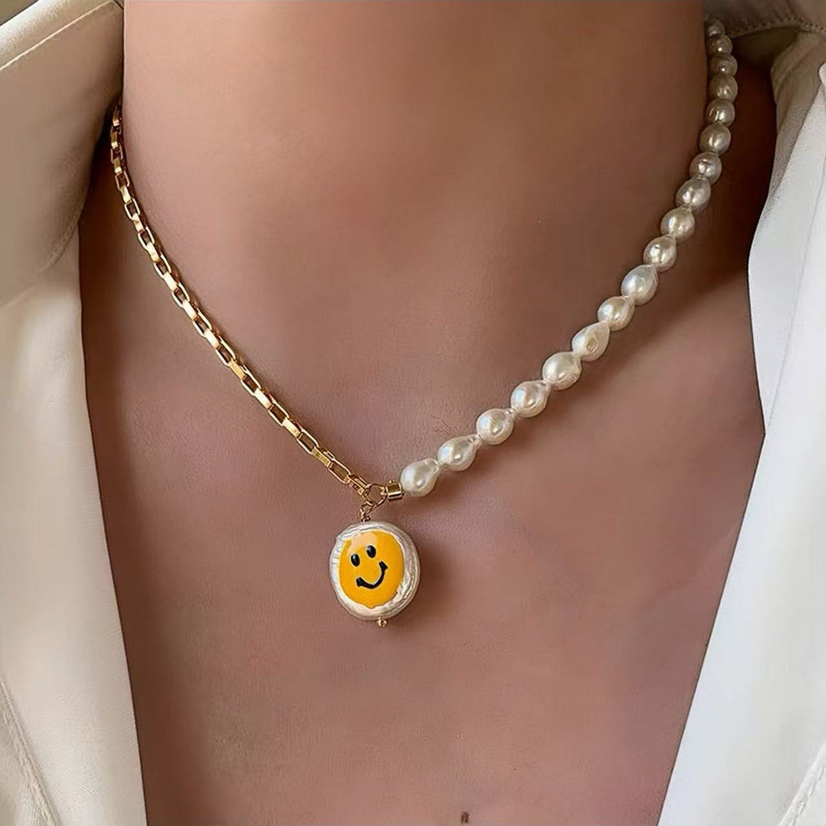 Smile Barockperlen Halskette 24K Vergoldet
