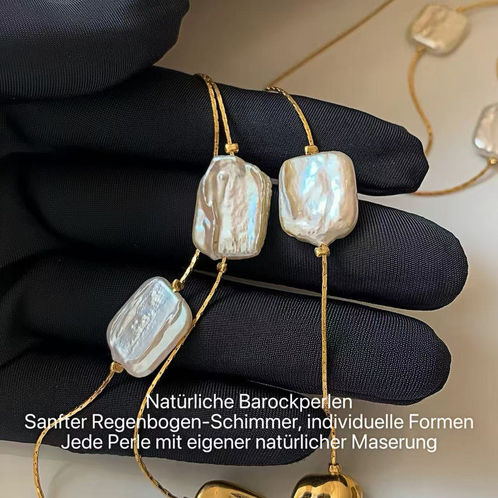 Lange Barockperlen Statement-Halskette 22K Vergoldet