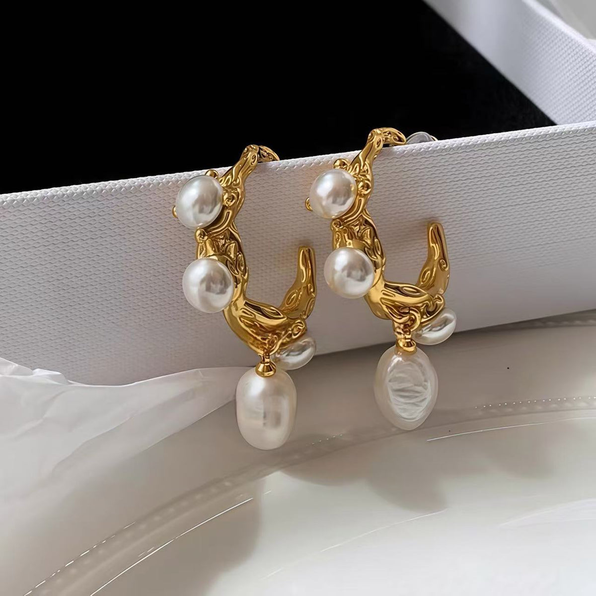 Vintage Barockperlen Ohrringe 24K Vergoldet 925 Silber