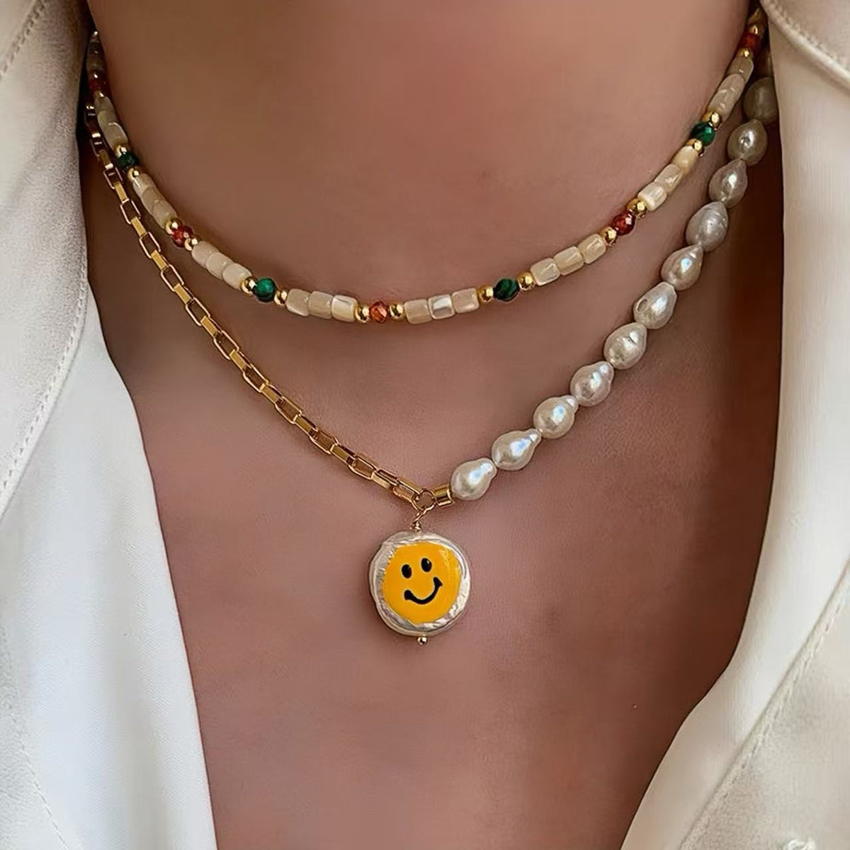 Smile Barockperlen Halskette 24K Vergoldet