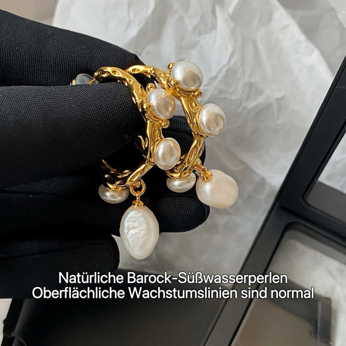 Vintage Barockperlen Ohrringe 24K Vergoldet 925 Silber