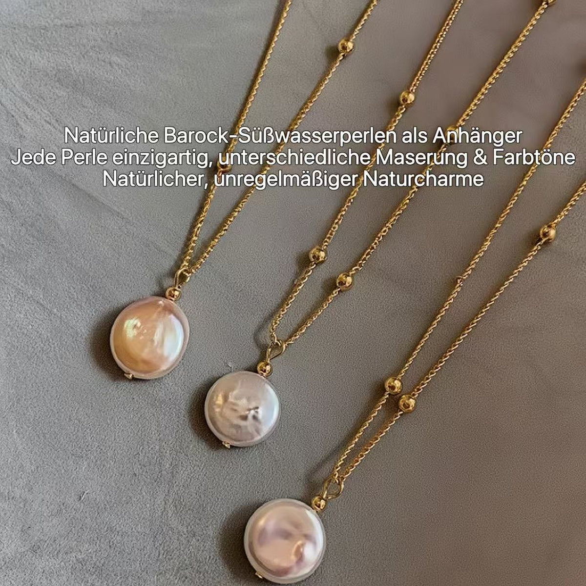 Barockperlen & Schlangenkette 2er Set 24K Vergoldet