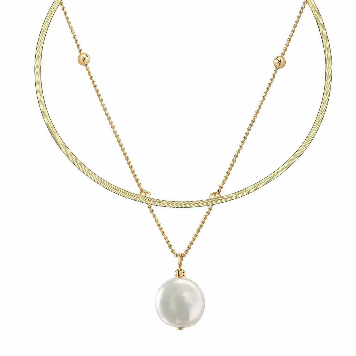 Barockperlen & Schlangenkette 2er Set 24K Vergoldet
