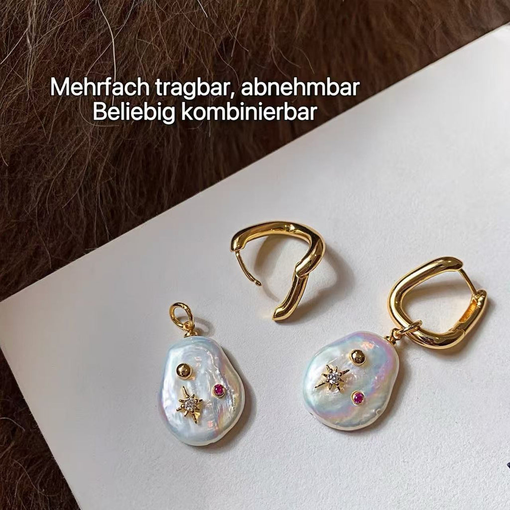 Barock Süßwasserperlen Ohrringe 22K Vergoldet